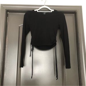 Forever 21 black long sleeve high circle neck side scrunch long sleeve top